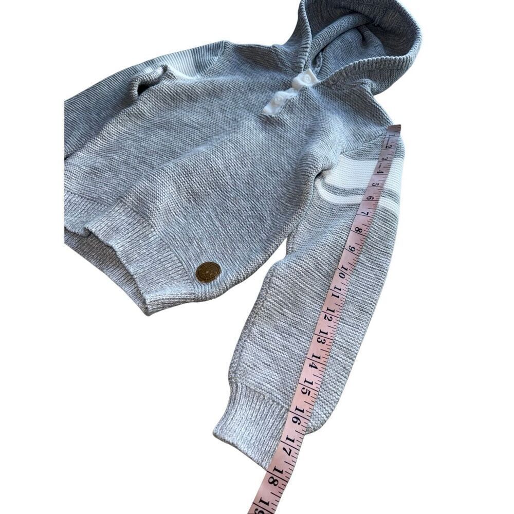 Hope & Henry Boys Organic Cotton Gray Hooded Pullover Knit Sweater - Picture 8 of 10